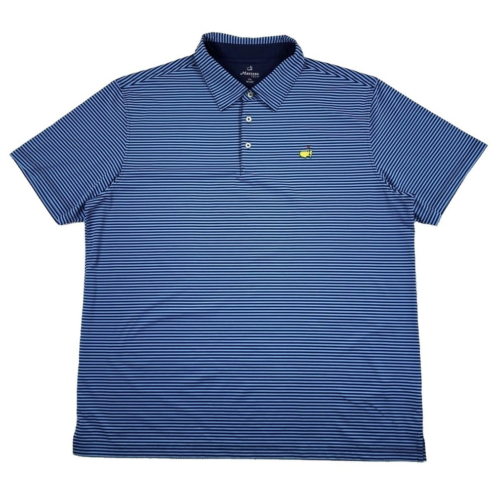 Masters Tech The Masters Golf Performance Polo Shirt Men's XXL Blue Striped